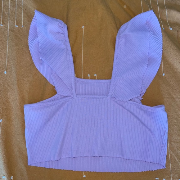 Zara Lilac off the shoulder crop top Size Large - Picture 3 of 7